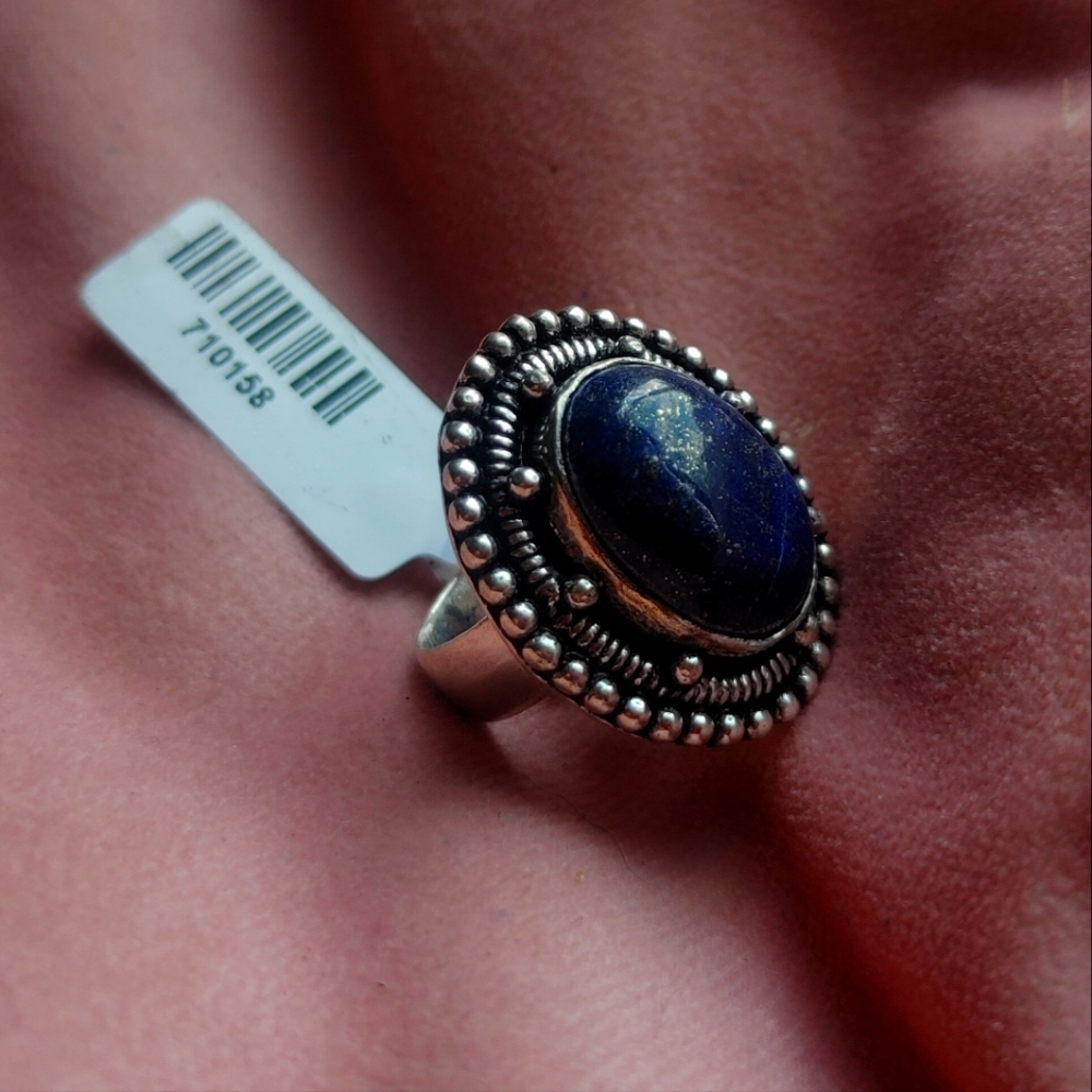 Lapis German Silver Size 6 Ring